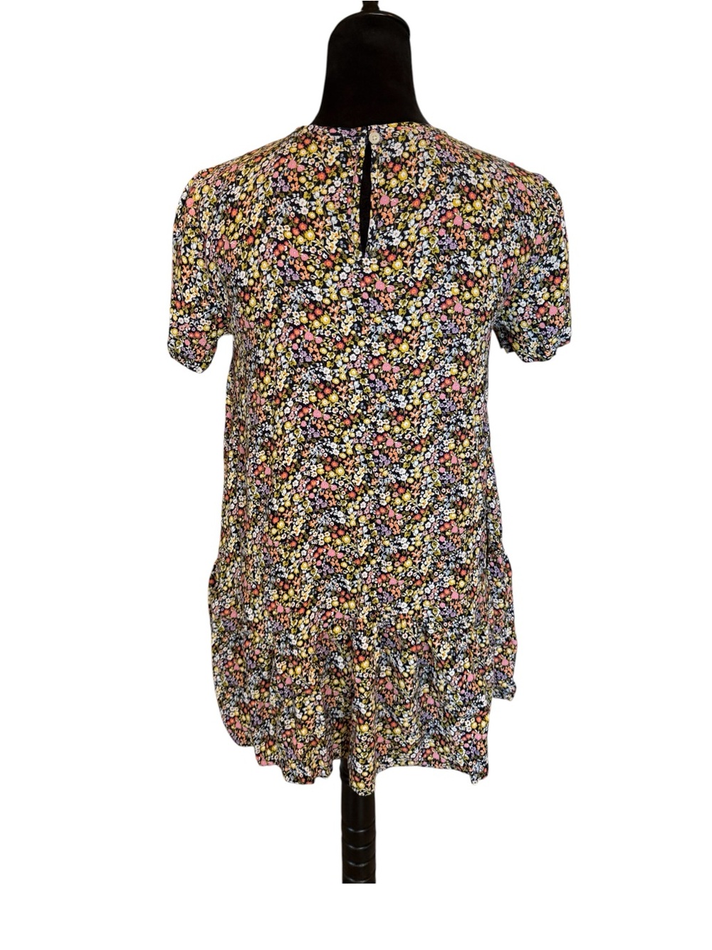 π«Άπ» LOFT Swing Dress Floral Short Sleeve Ruffle-Hem - Picture 3 of 5